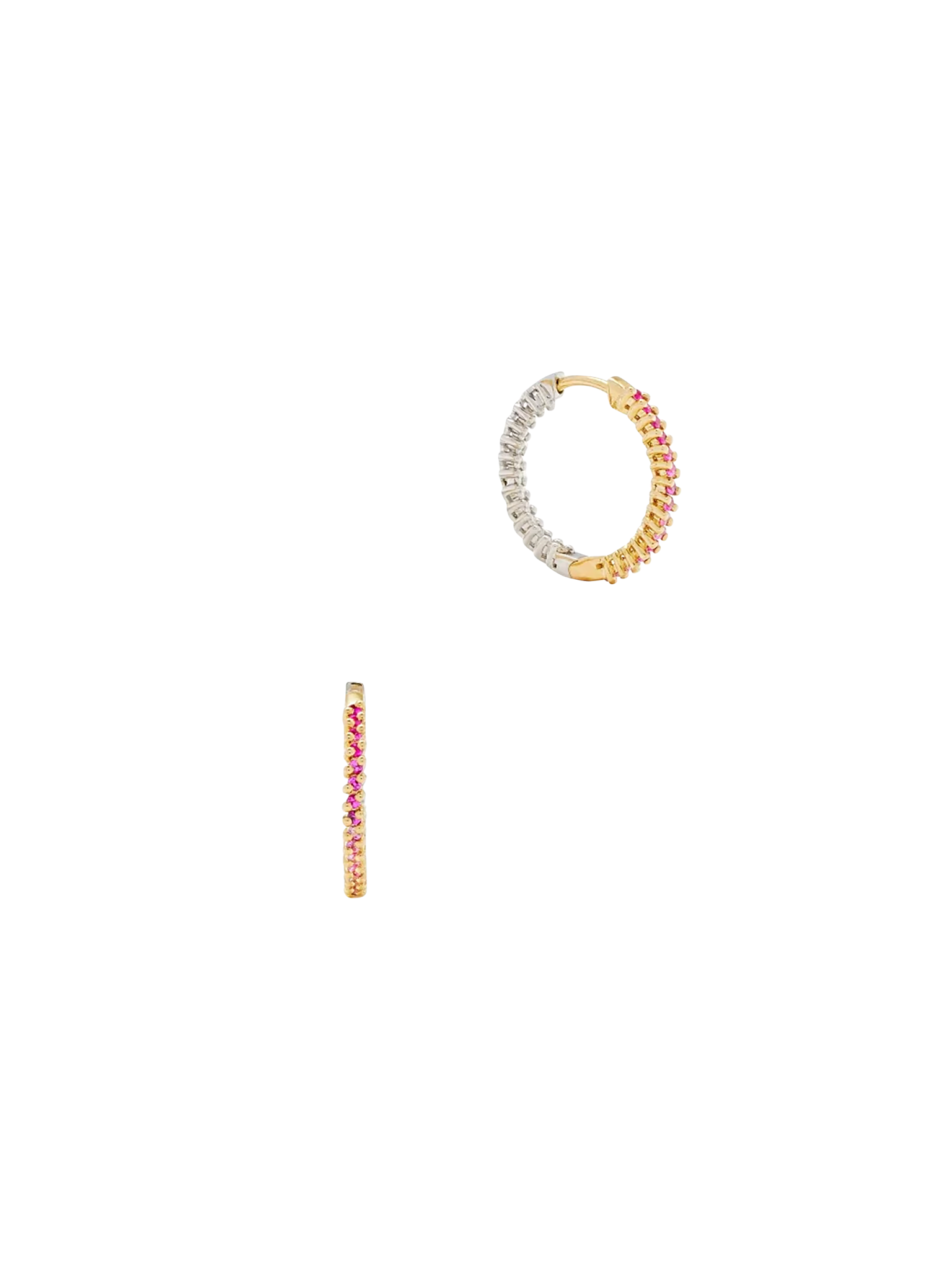 Pair of pink coloring hoop earrings pm 2 gold