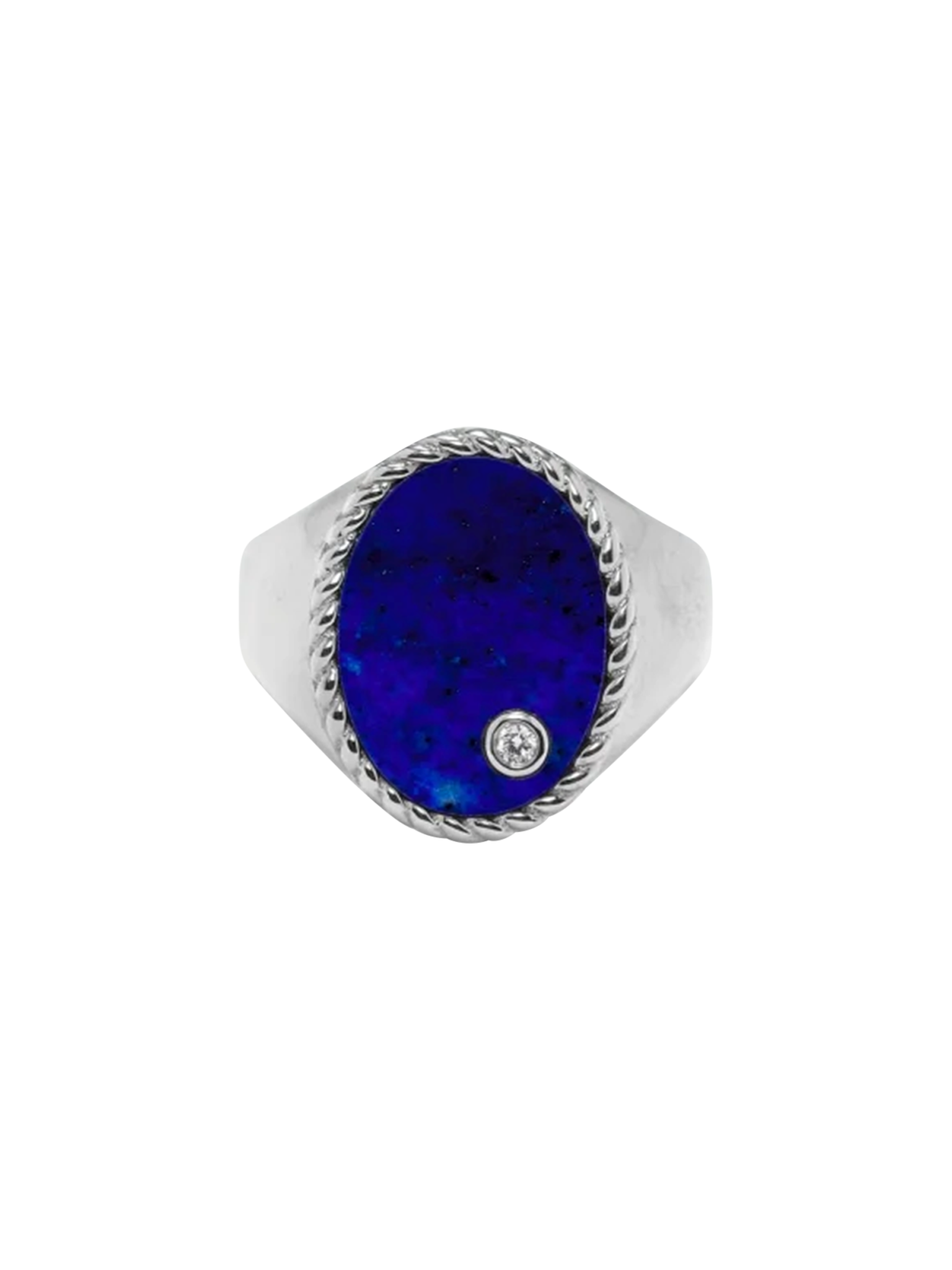 Oval signet ring lapis lazuli white gold