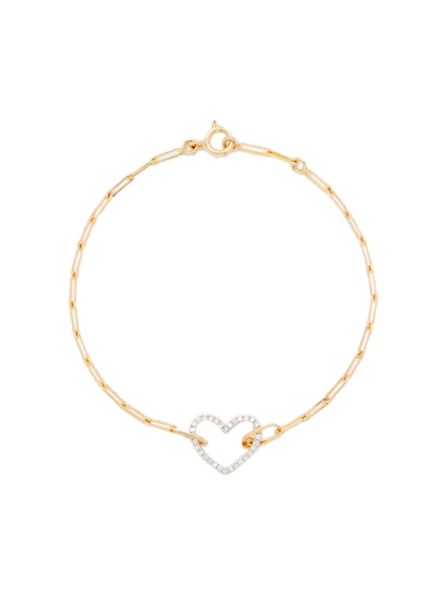 Small heart bracelet with diamonds in yellow gold