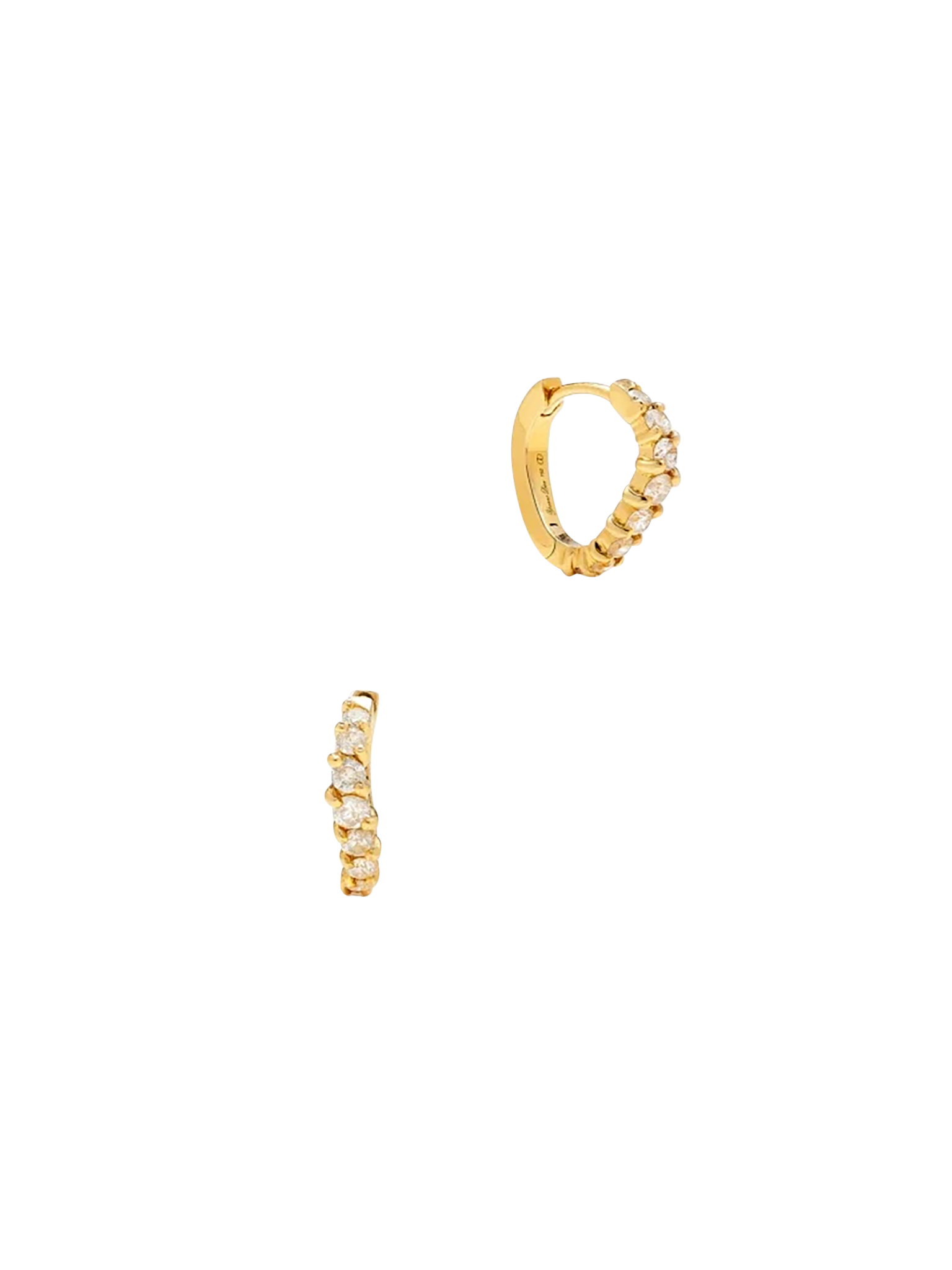 Pair of yellow gold pm diamond wave hoop earrings