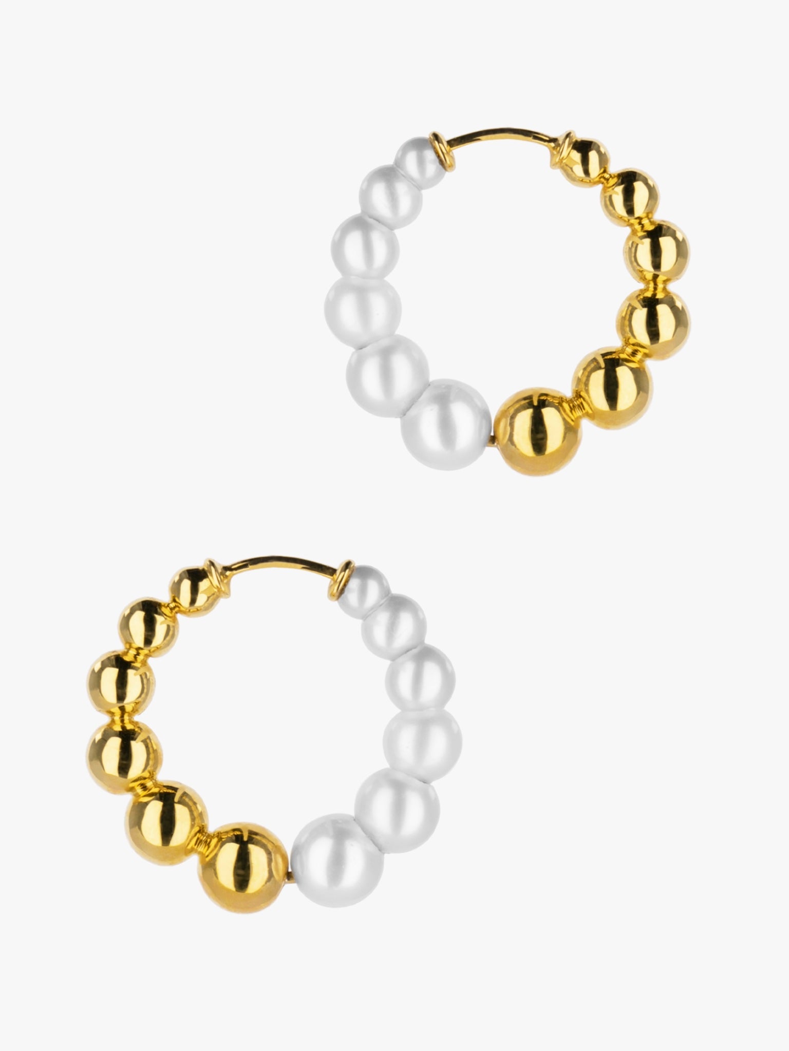 Pearl and gold reversible hoops
