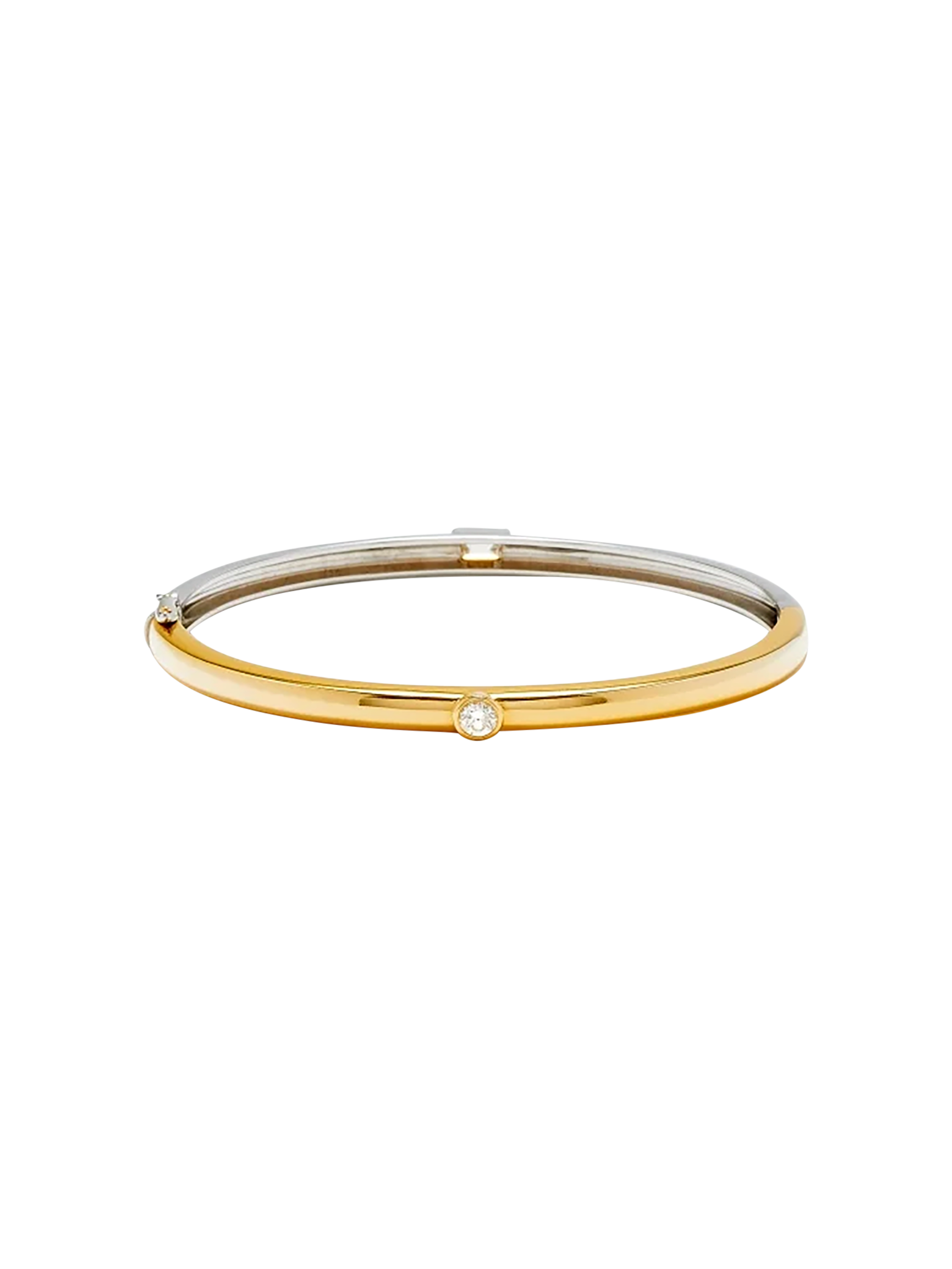 Closed baguette bangle bracelet & diamonds 2 golds