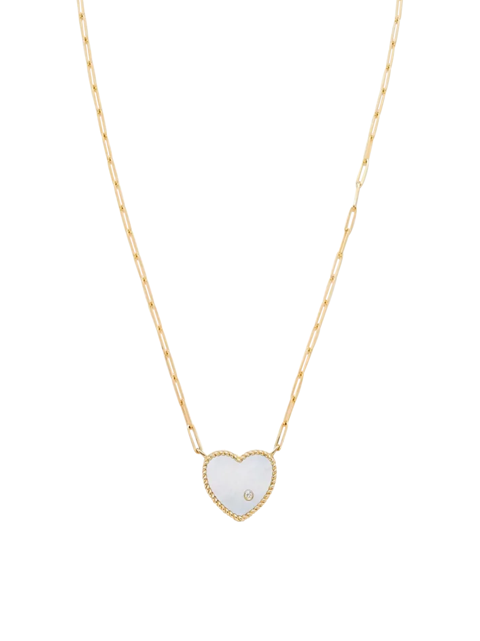 Yellow gold mother of pearl diamond necklace