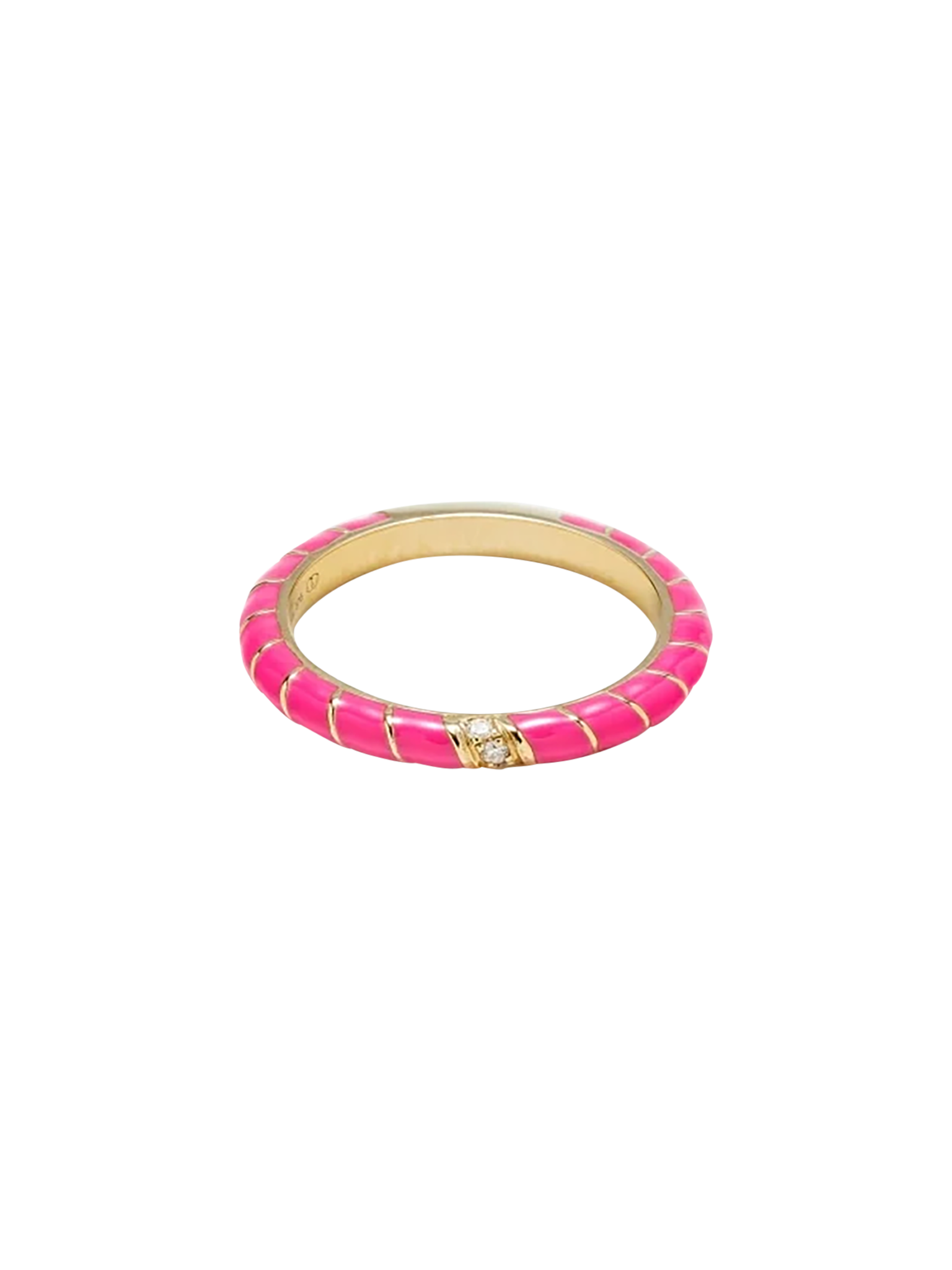 Mini twisted wedding ring neon pink yellow gold alliance