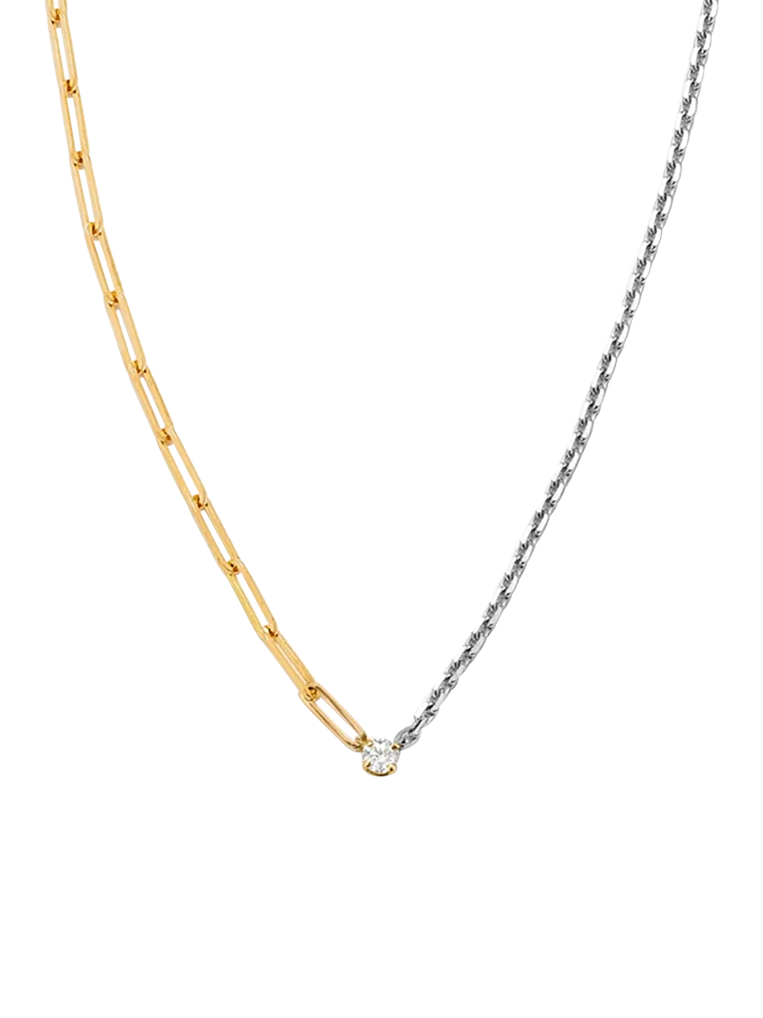 Maxi diamond solitaire necklace mixed golds