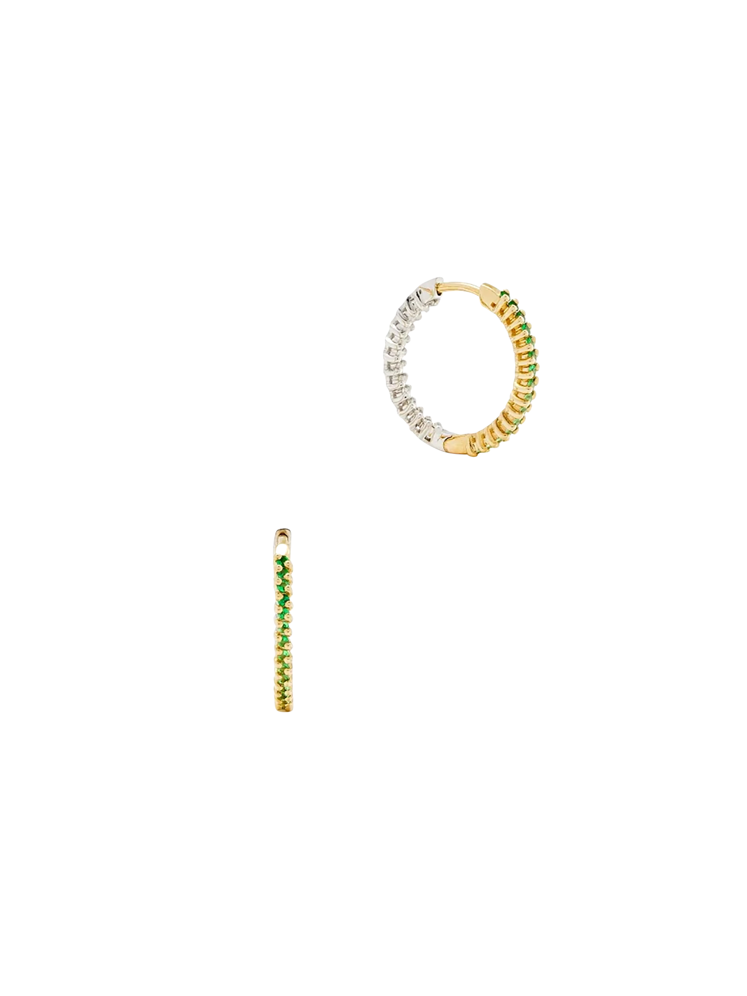 Pair of hoop earrings coloring green pm 2 gold