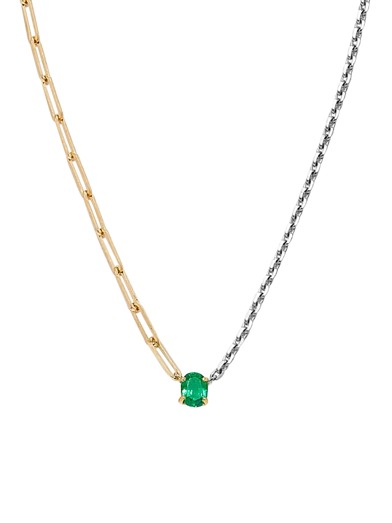 Maxi emerald solitaire necklace in mixed