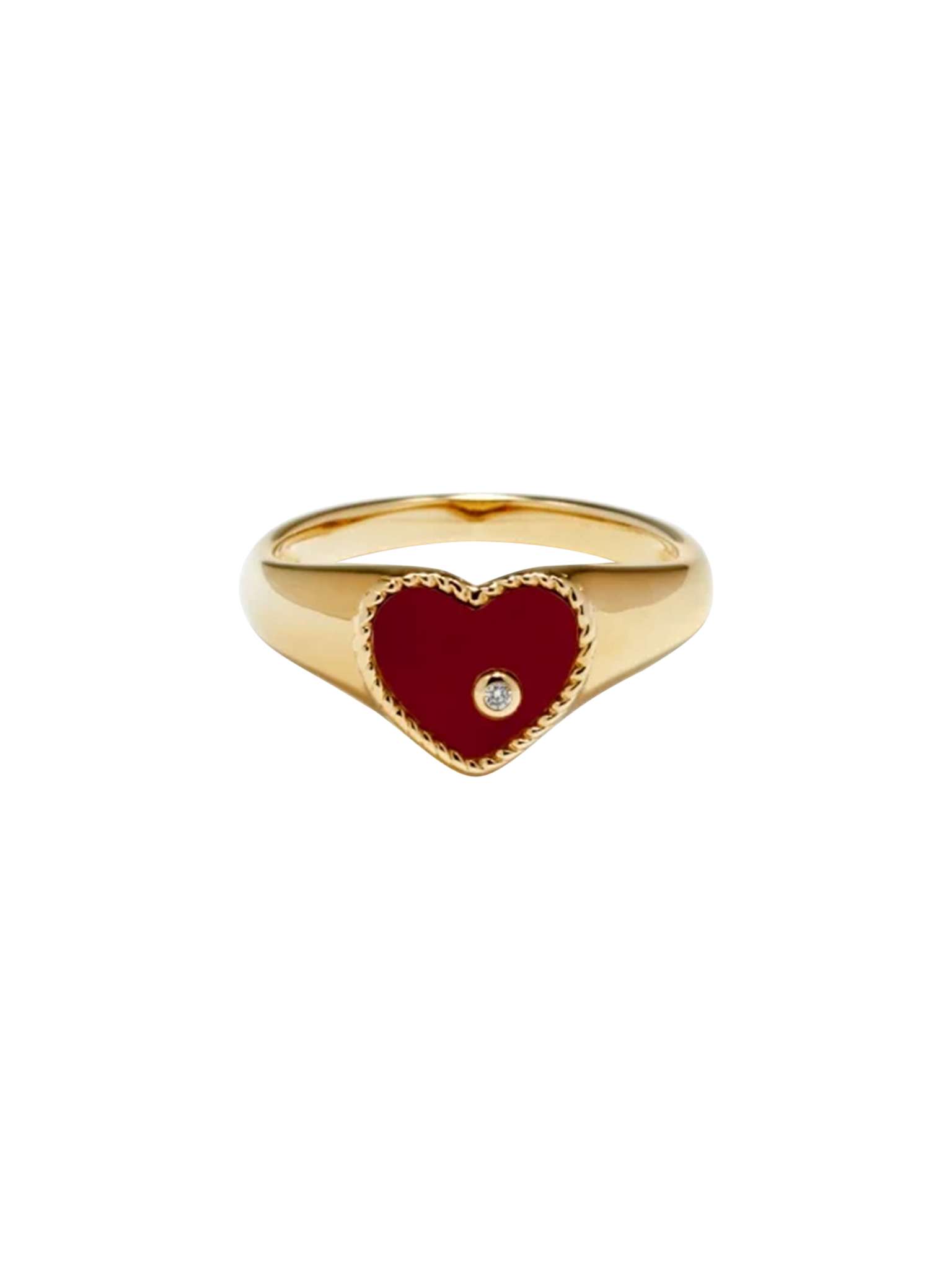 Baby signet ring heart red agate yellow gold