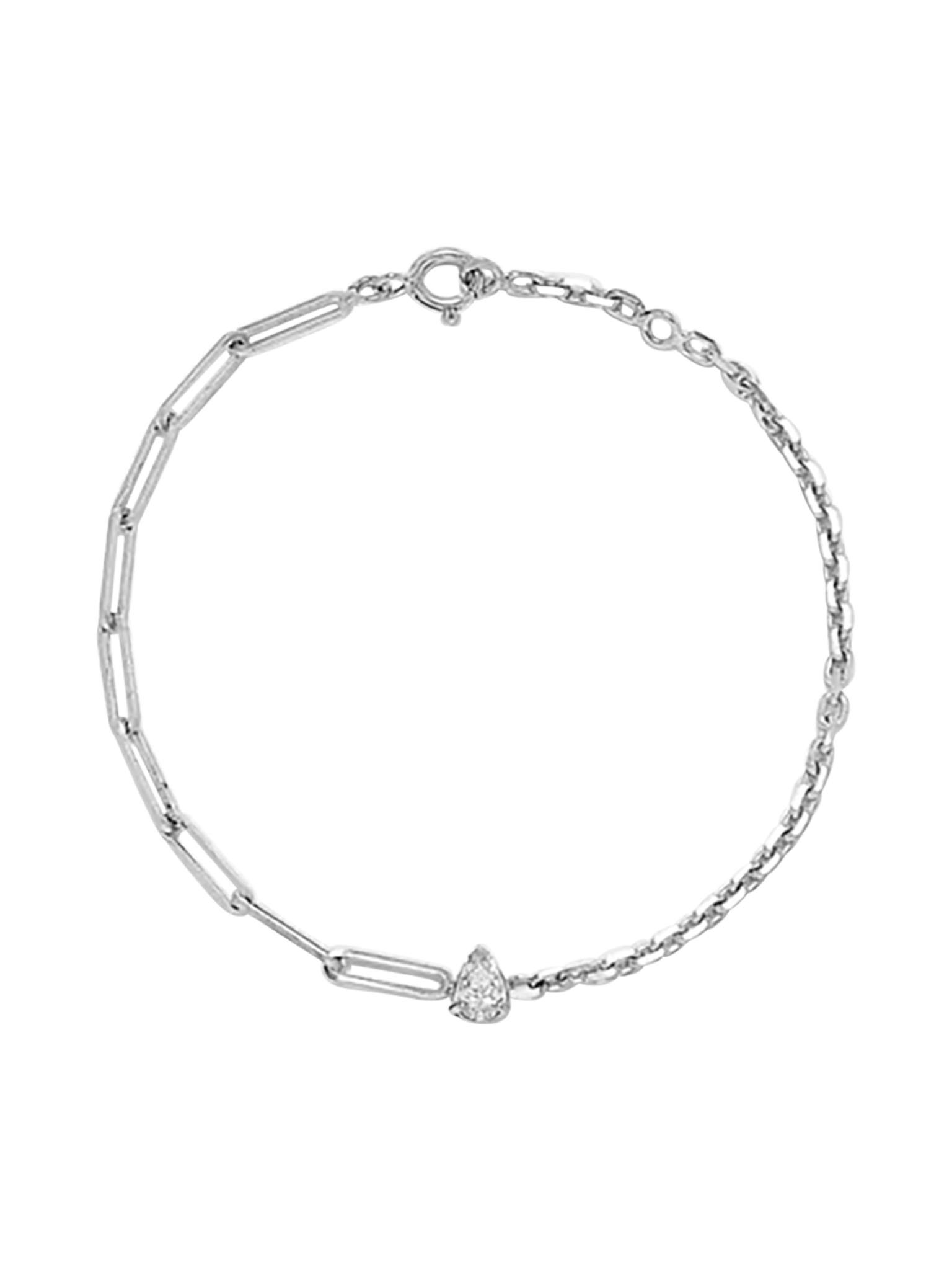 Maxi diamond solitaire bracelet pear in white gold