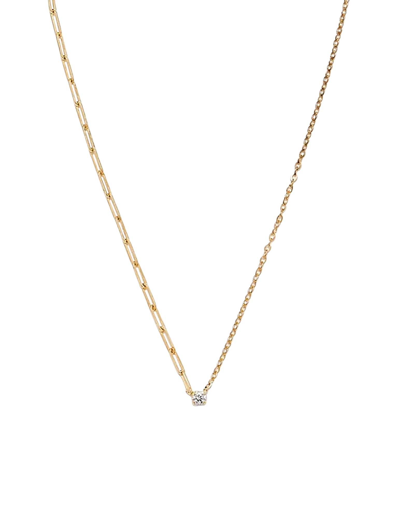 Yellow gold diamond solitaire necklace