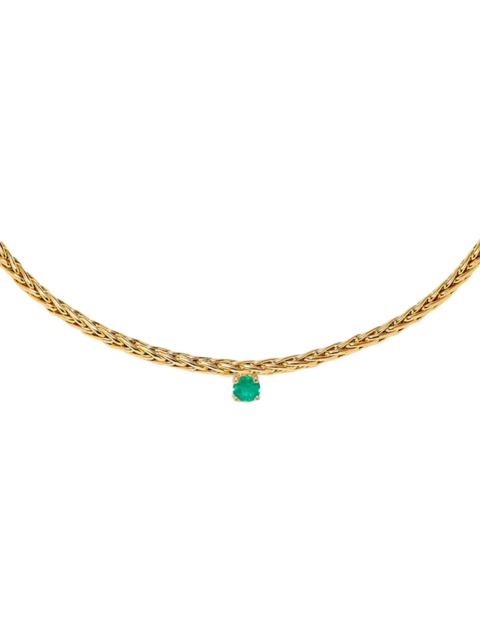 Yellow gold emerald floating palm tree necklace