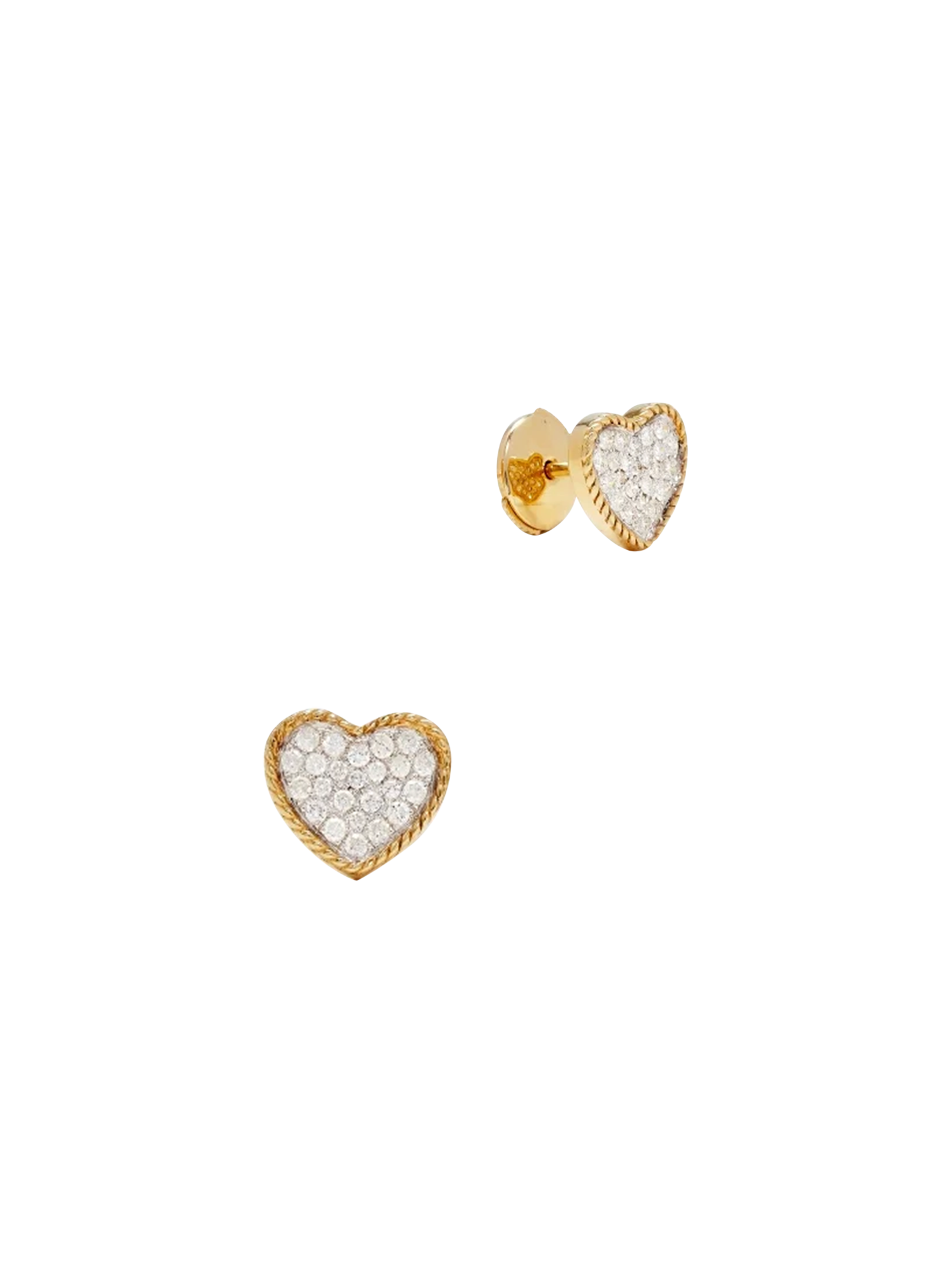 Maxi yellow gold grey diamond heart studs