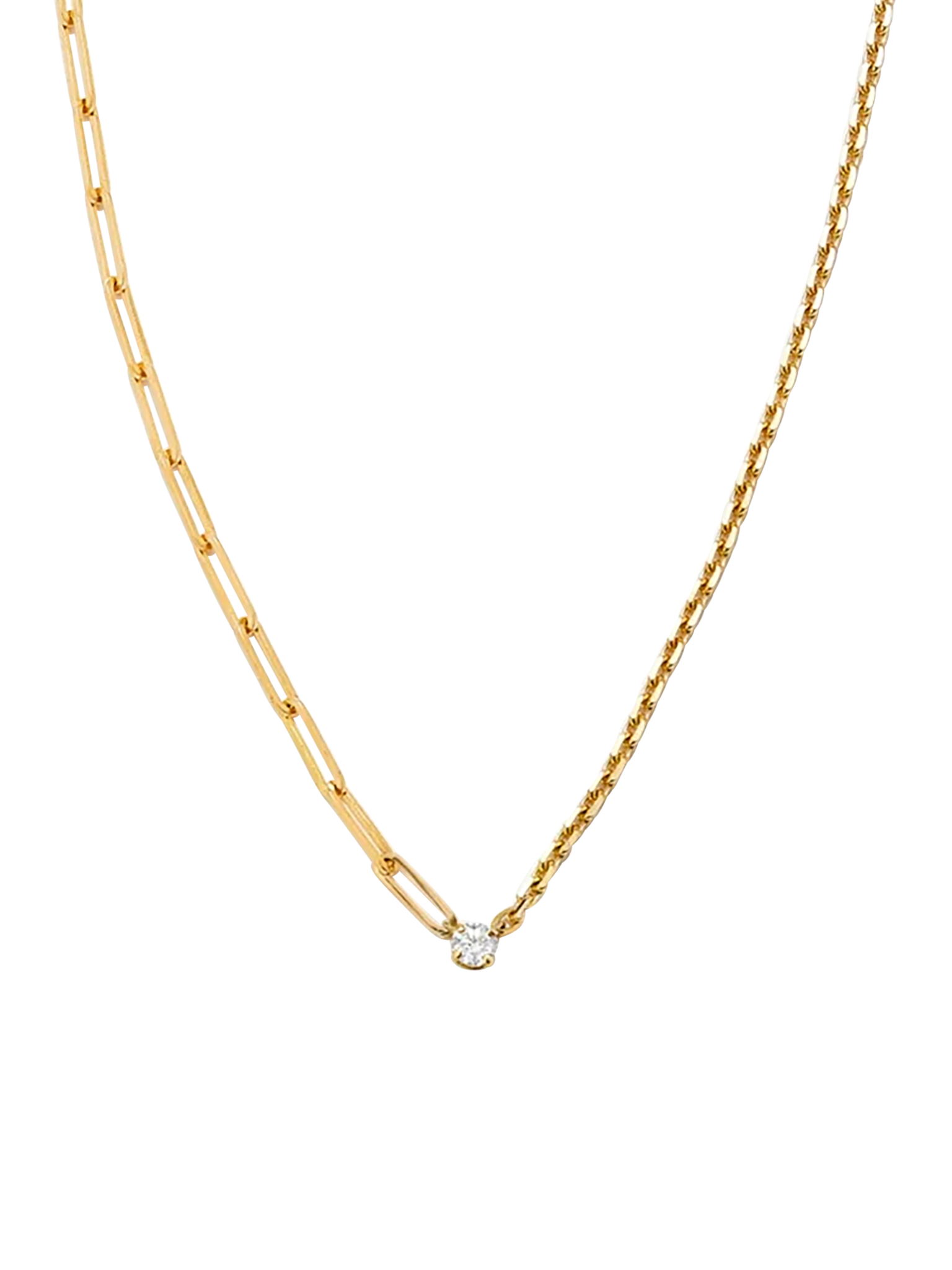 Maxi yellow gold diamond solitaire necklace