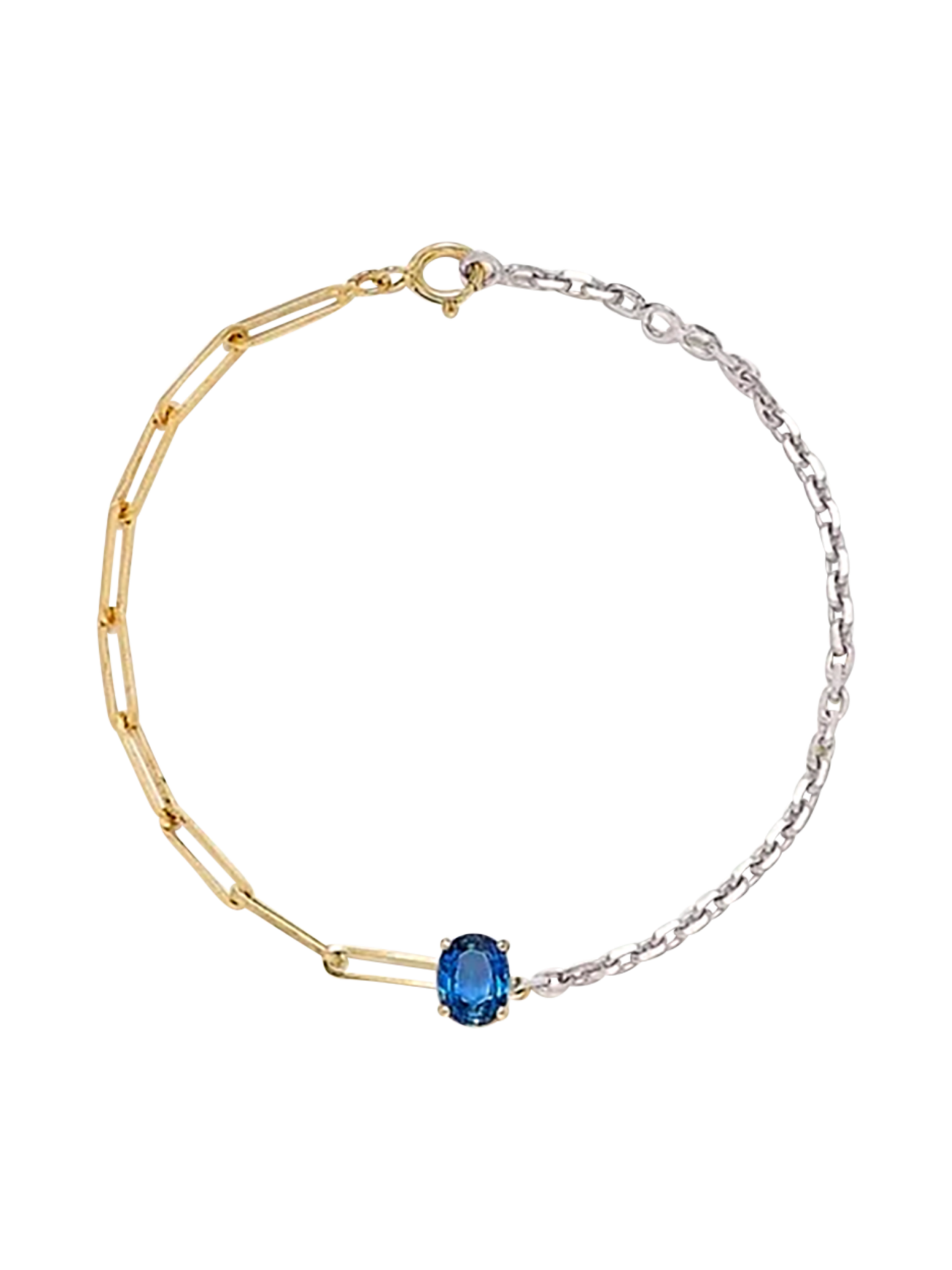 Maxi solitaire blue sapphire bracelet with mixed golds