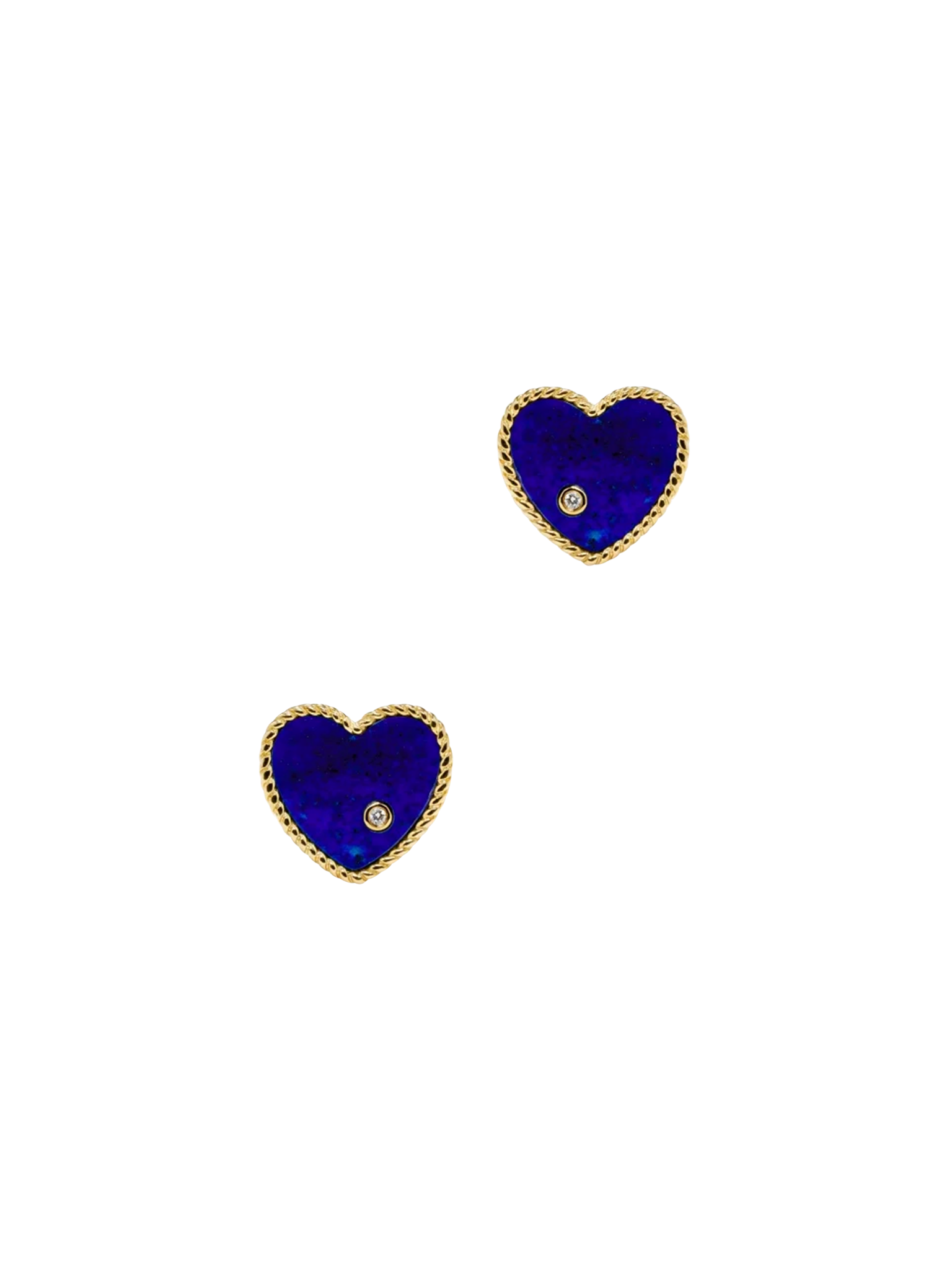 Yellow gold lapis lazuli heart studs