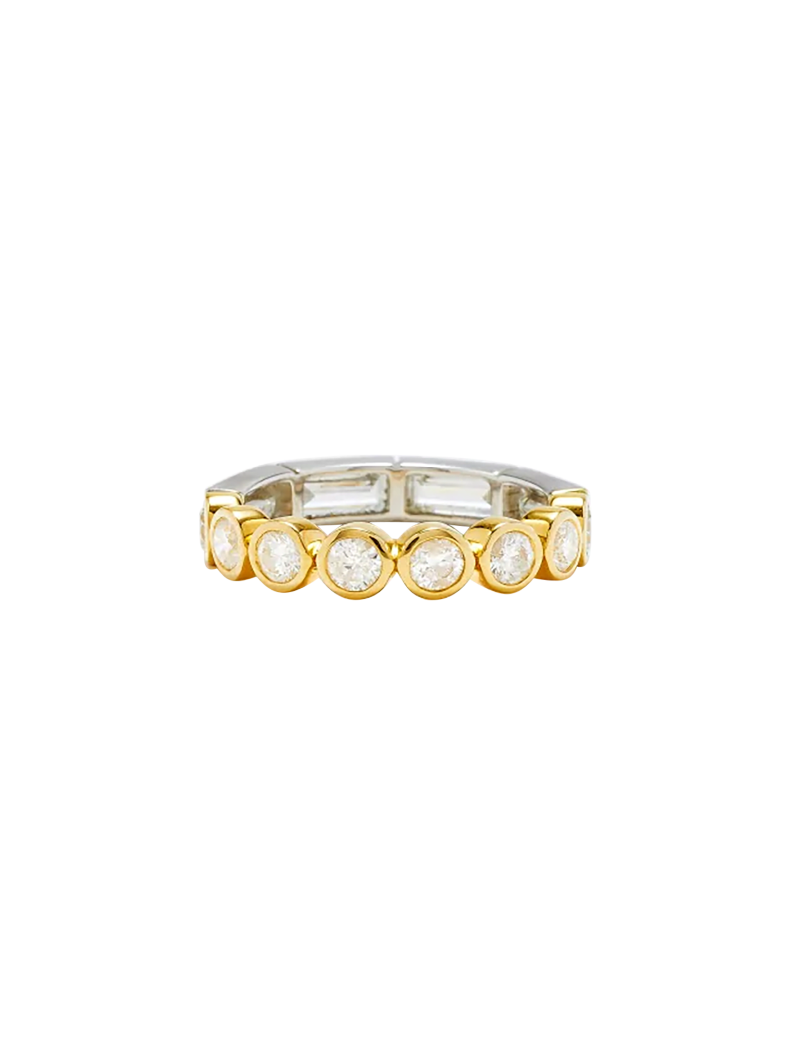 Maxi ring baguettes closed & diamonds in mixed golds