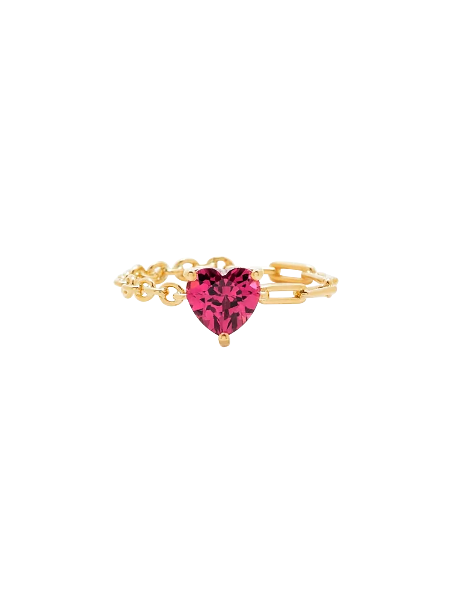 Pink yellow gold heart solitaire ring