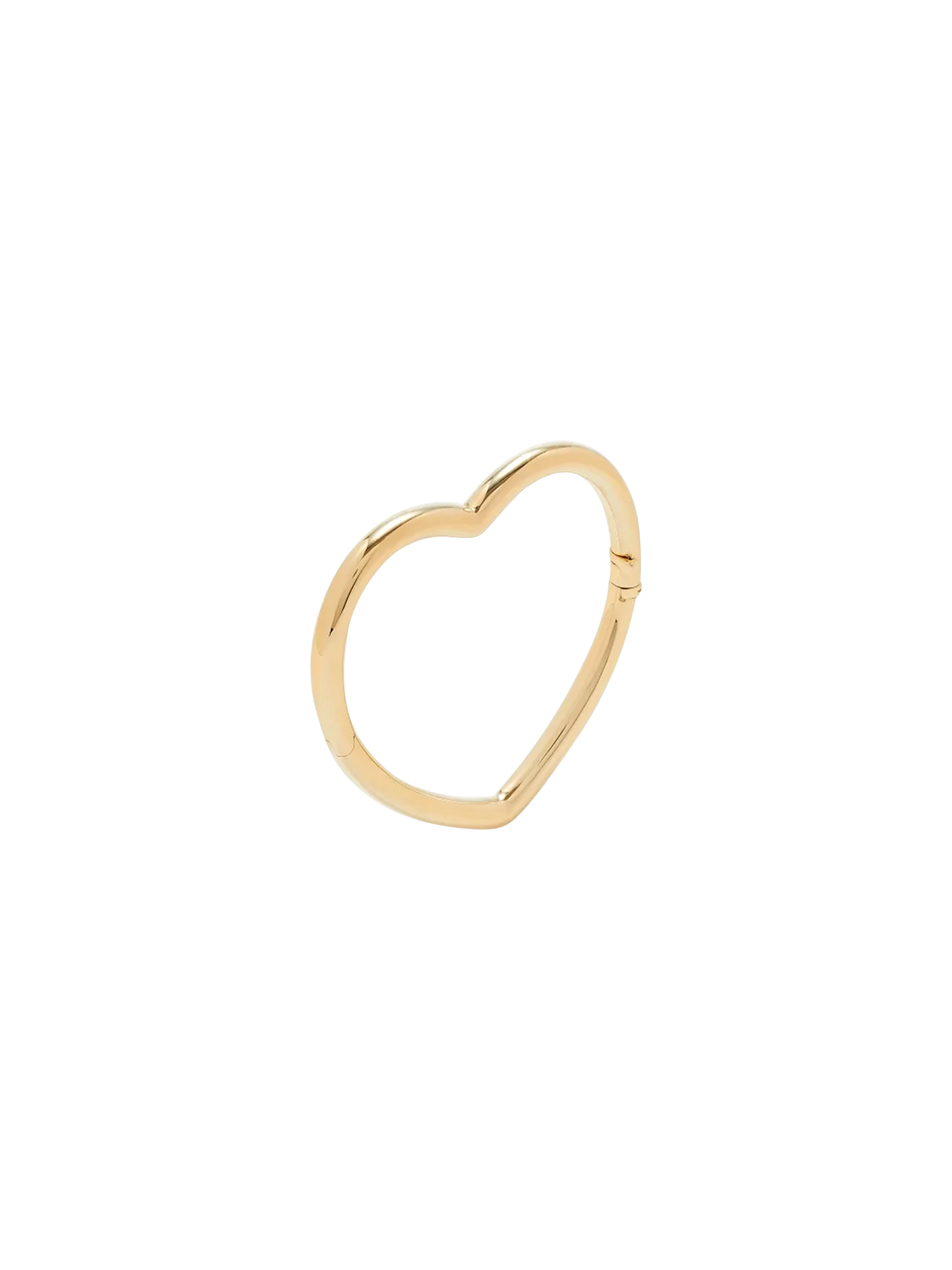 Yellow gold smooth heart bangle bracelet