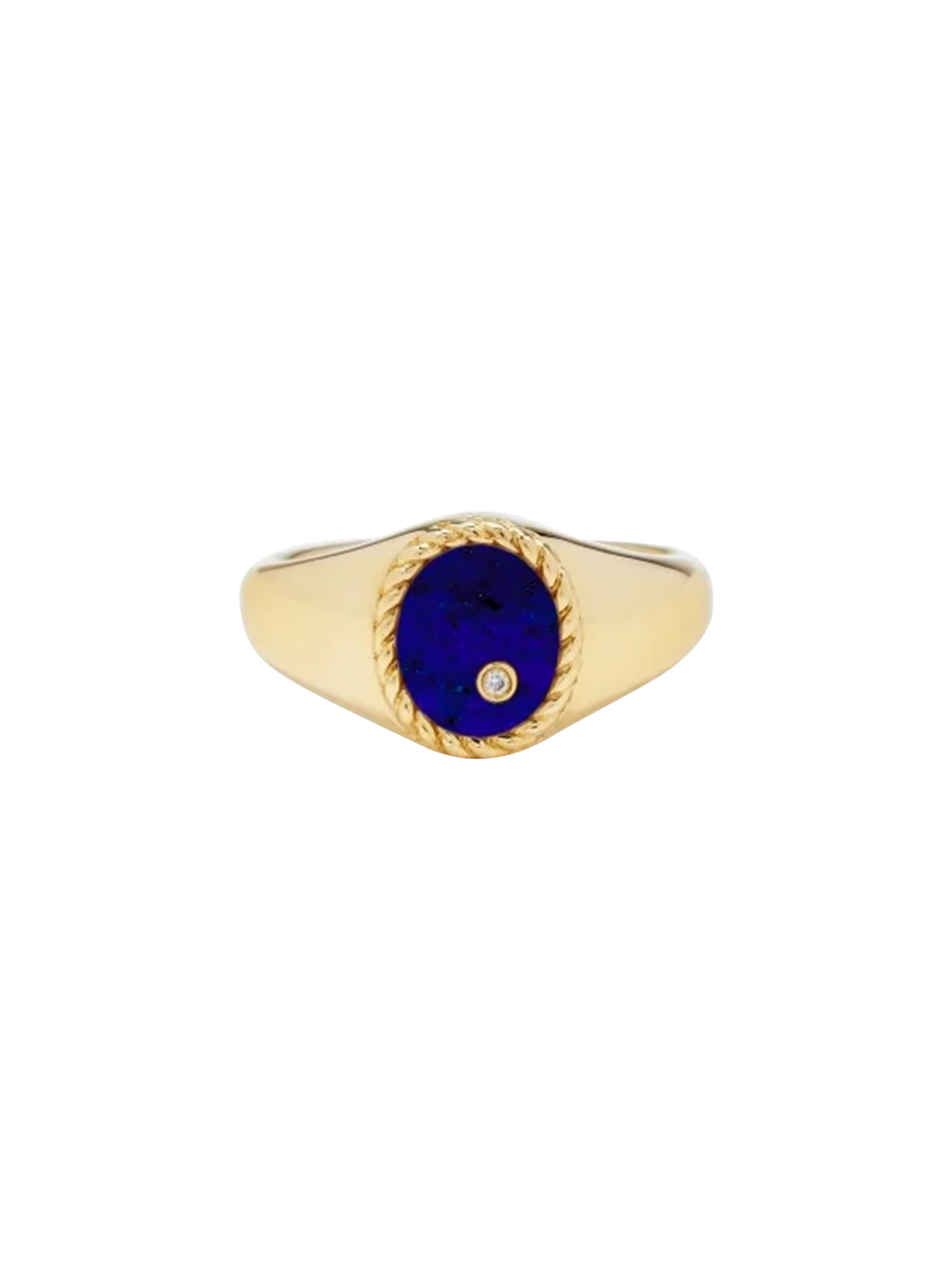 Baby chevalière ovale lapis lazuli or jaune ring