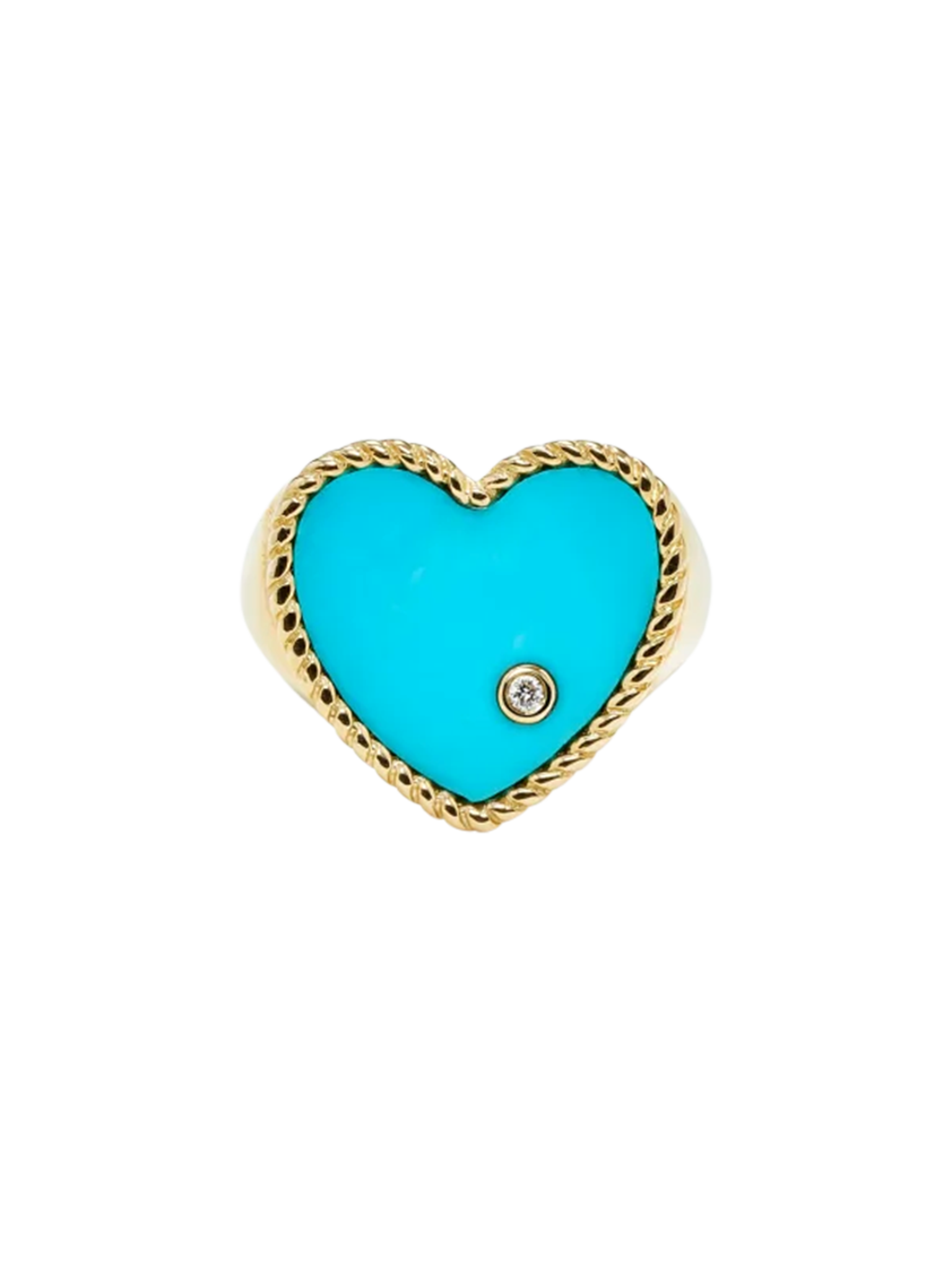 Yellow gold turquoise heart signet ring