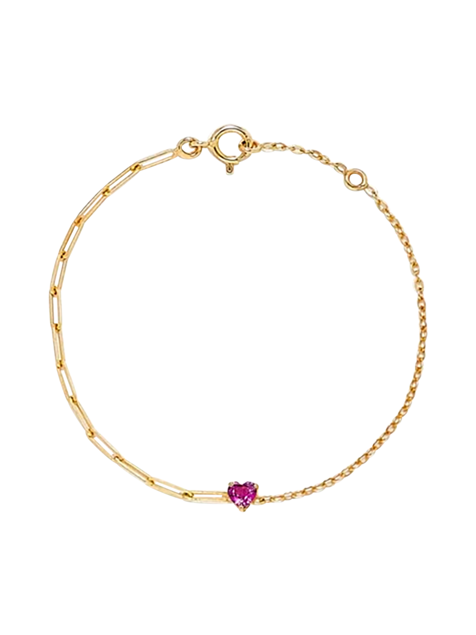 Solitaire bracelet heart pink yellow gold