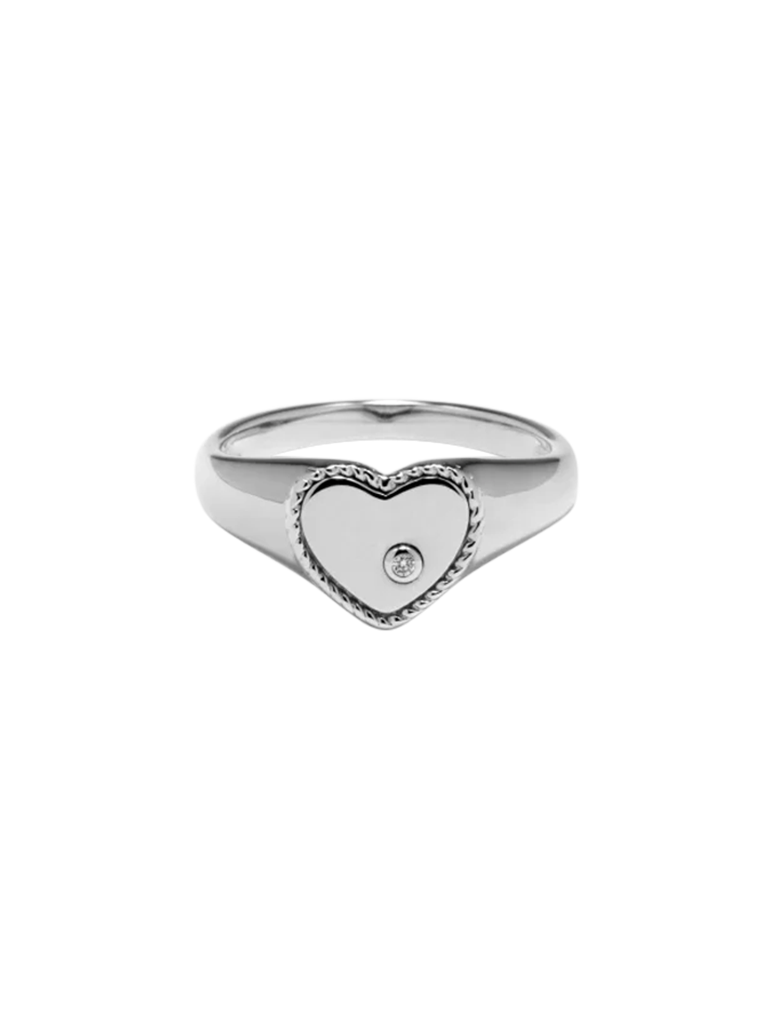 Baby chevalière coeur or blanc ring