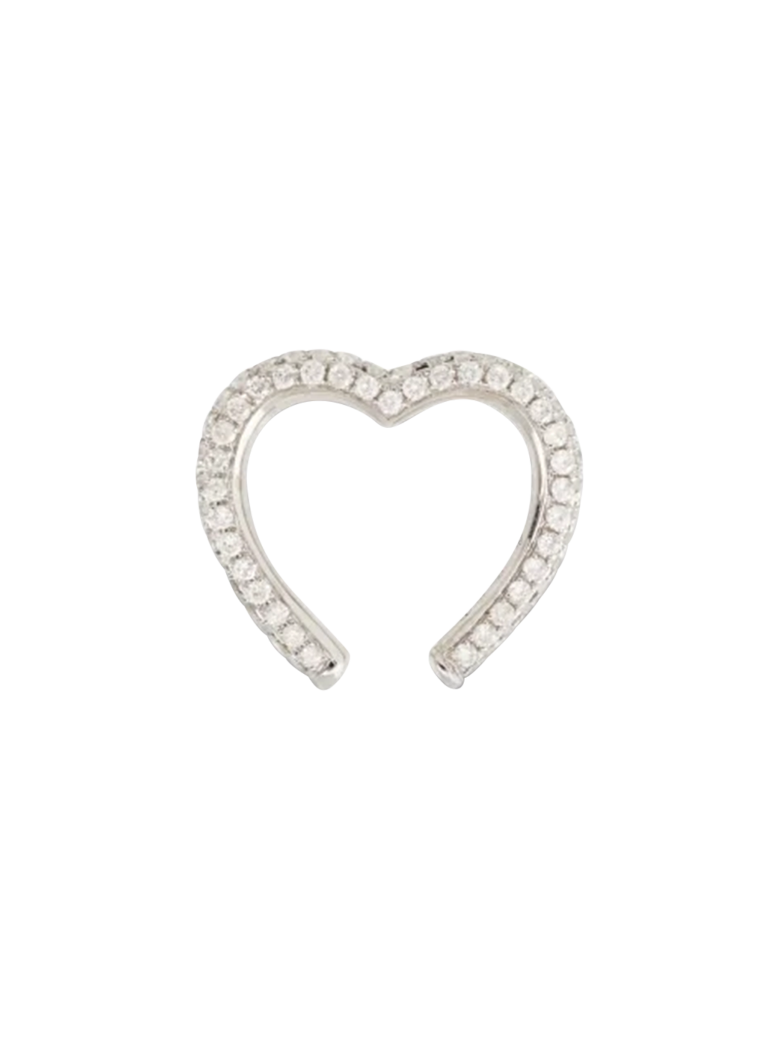 White gold diamond heart clip