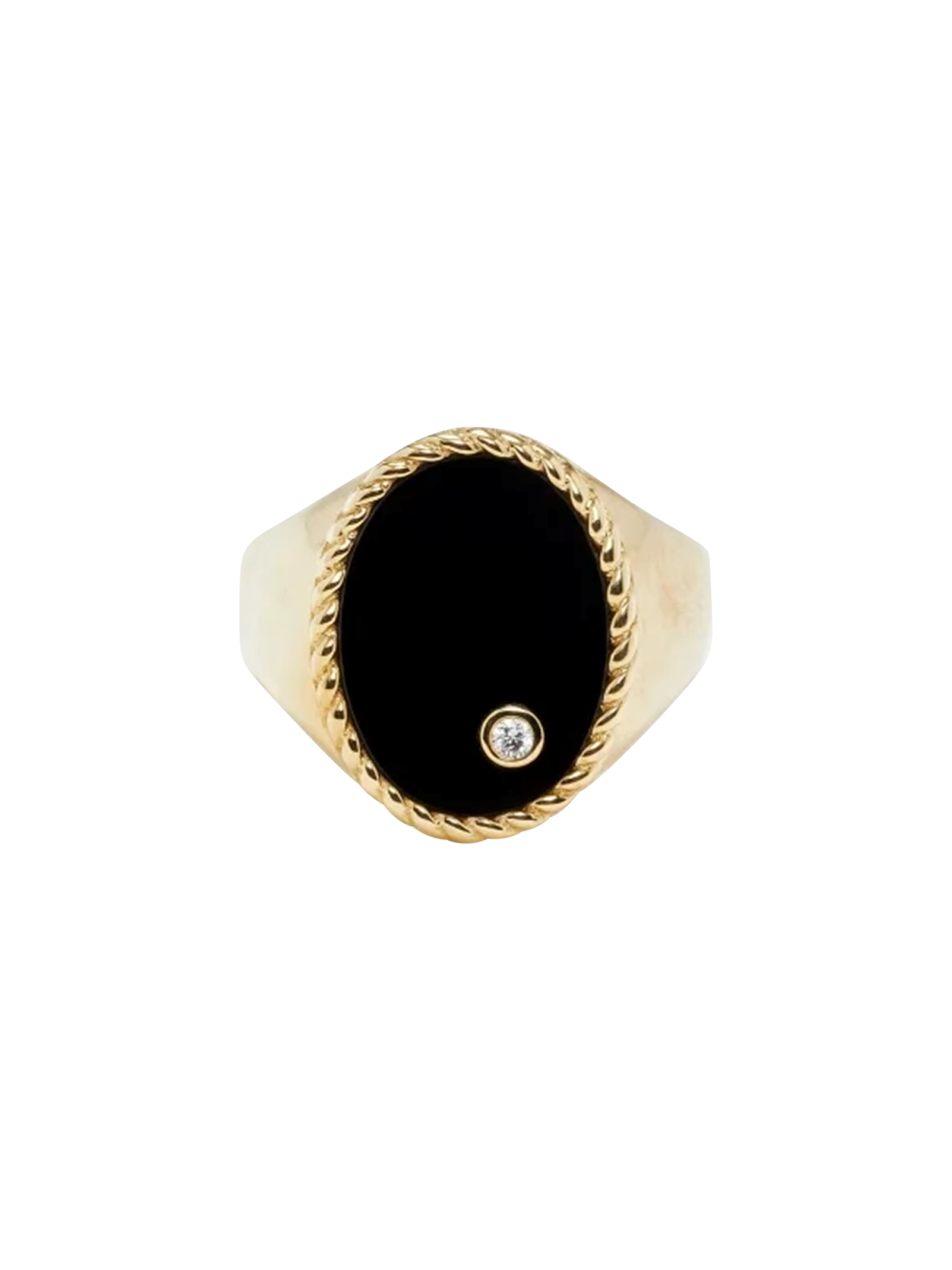 Oval onyx signet ring yellow gold