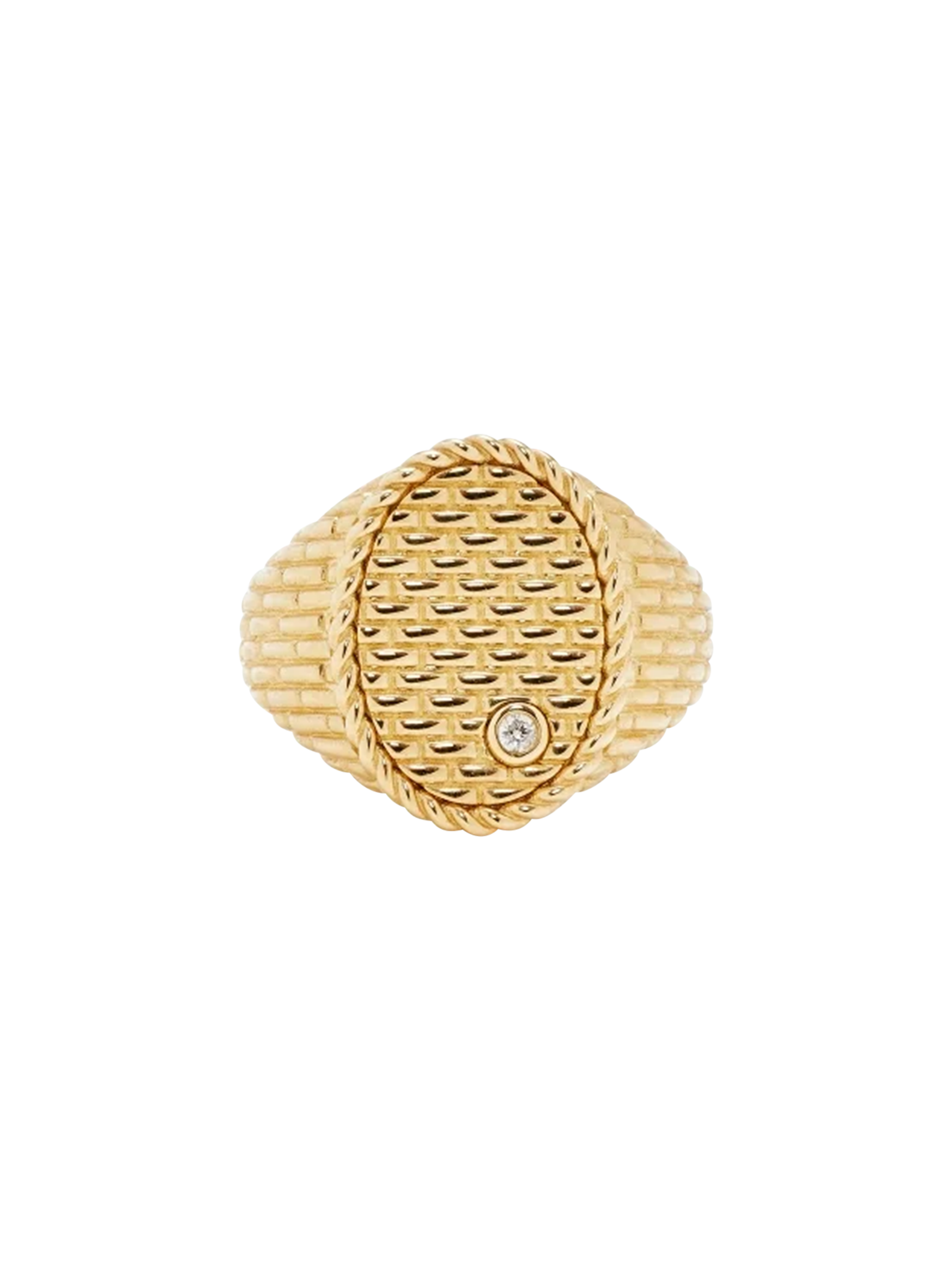 Yellow gold cannage oval signet ring